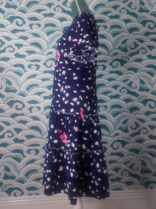 Navy with Pink & White Flowers Dress