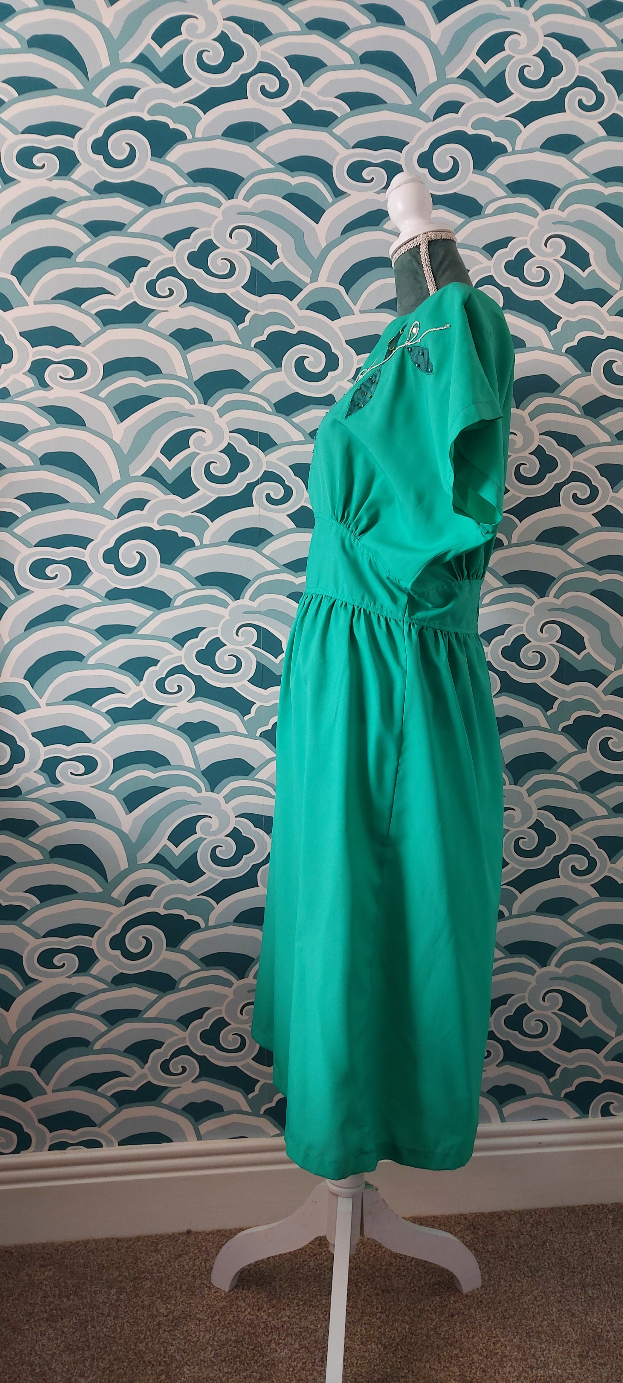 Green Dress with Sequin Motif