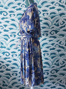 Blue & Cream Floral 90s Dress
