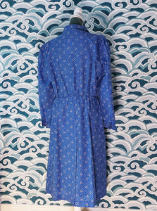 Blue Dress with Dots & Flower Pattern