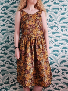 Brown Leaf Pattern Dress