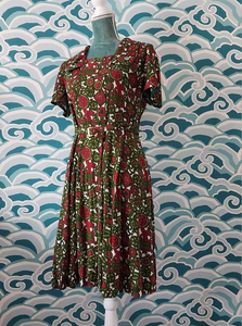 Green & Red Floral Dress