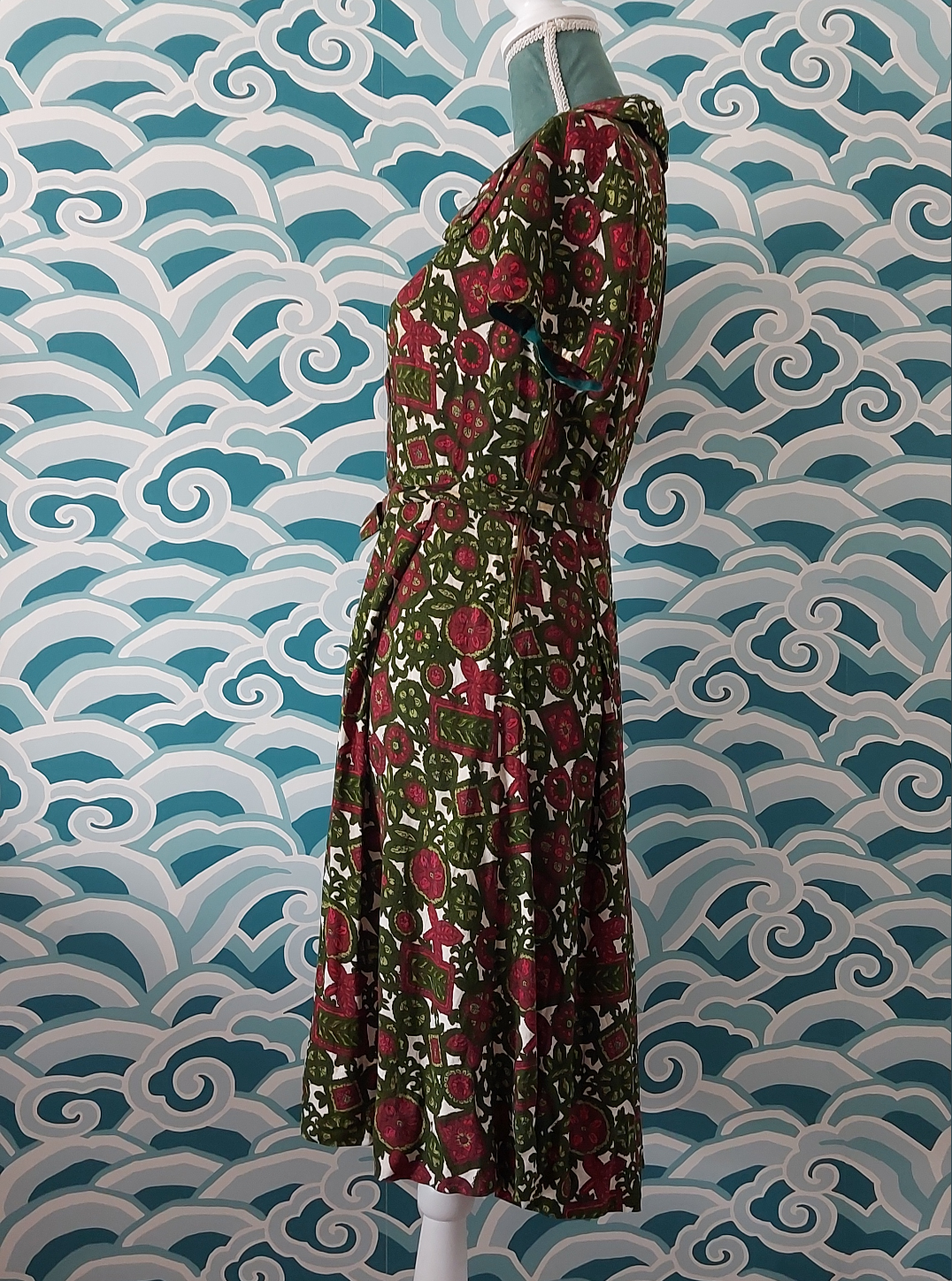 Green & Red Floral Dress