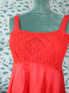 Red Midi Dress with Crochet Detail Madgra Vintage