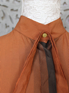 Autumn Brown Blouse with Pussy Bow