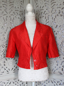 Red Short Sleeve Cropped Jacket