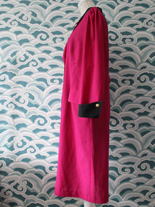 Deep Pink Dress with Black Collar