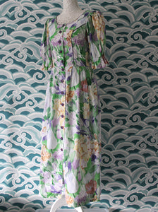 Purple & Green Long Flower Dress