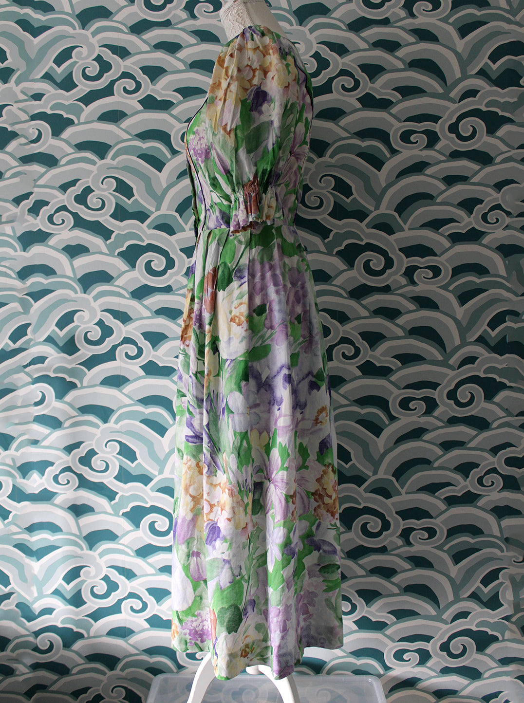 Purple & Green Long Flower Dress