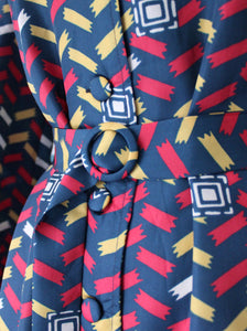 Navy Geometric Pattern Dress