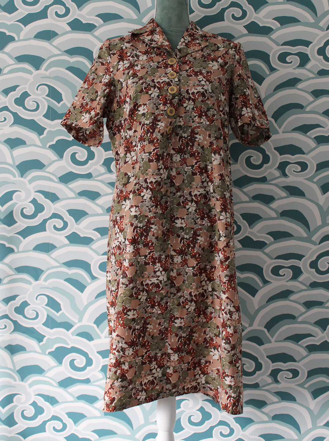 Brown & Wine Flower Print Dress