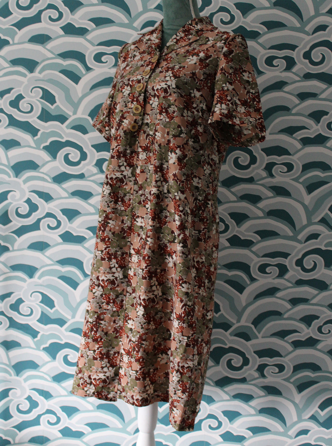 Brown & Wine Flower Print Dress