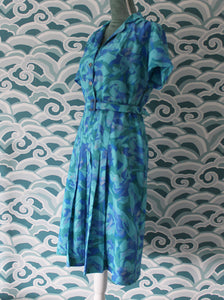 Blue Two Tone Abstract Pattern Dress