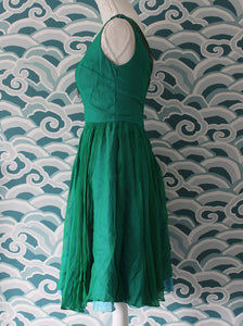 Green Dress with Beaded Neckline Detailing