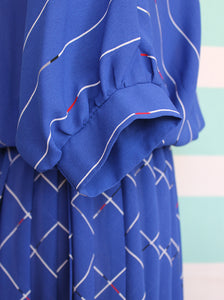 Blue Stripped Pleated Dress
