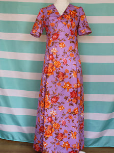 Pink Purple Maxi Flower  Dress