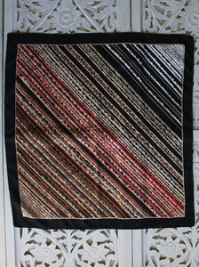 Black Scarf with Red, Brown & White Stripes