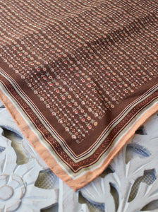 Brown Scarf with Lines of Flowers