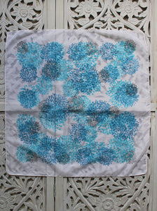 White Scarf with Bursts of Blue Flowers
