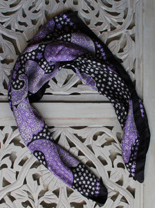 Black Scarf with Purple & White Motif