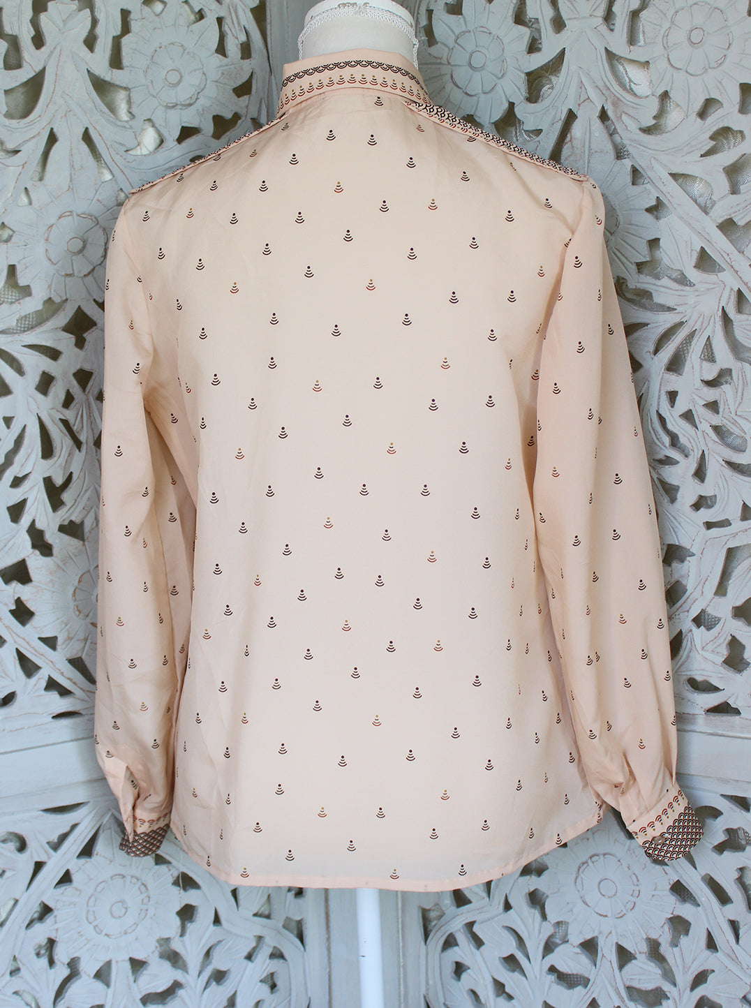 Beige Blouse with Brown Pattern