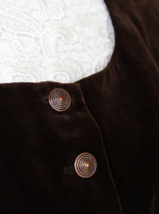 Brown Velvet Vintage Jacket with Brass Buttons  Madgra Vintage