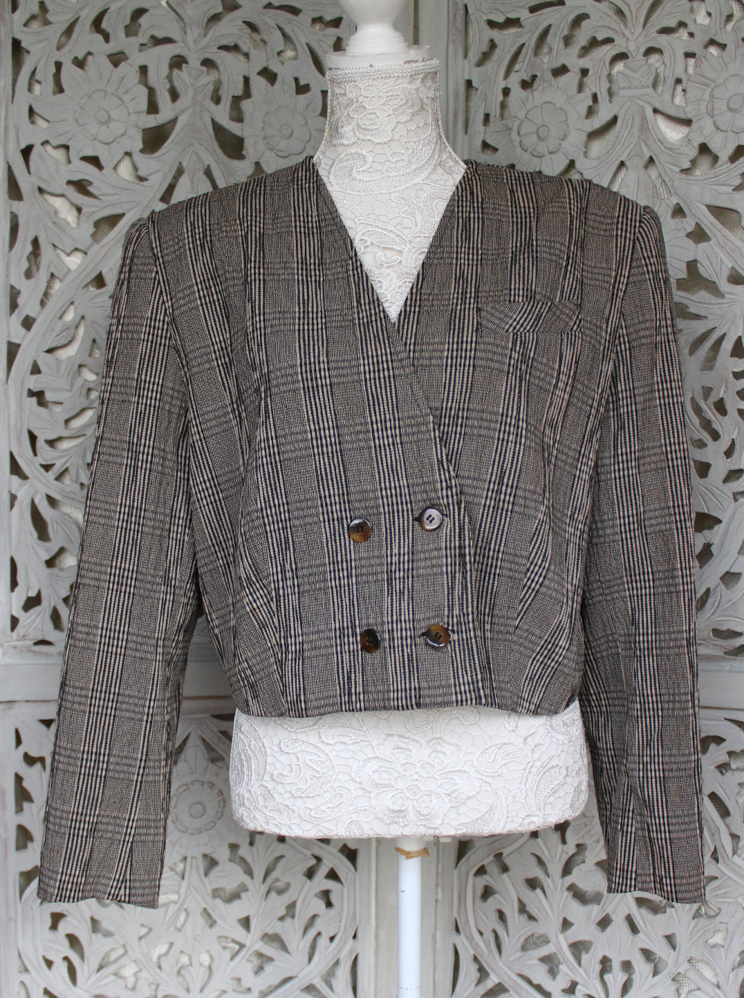 Cropped Brown Check Jacket