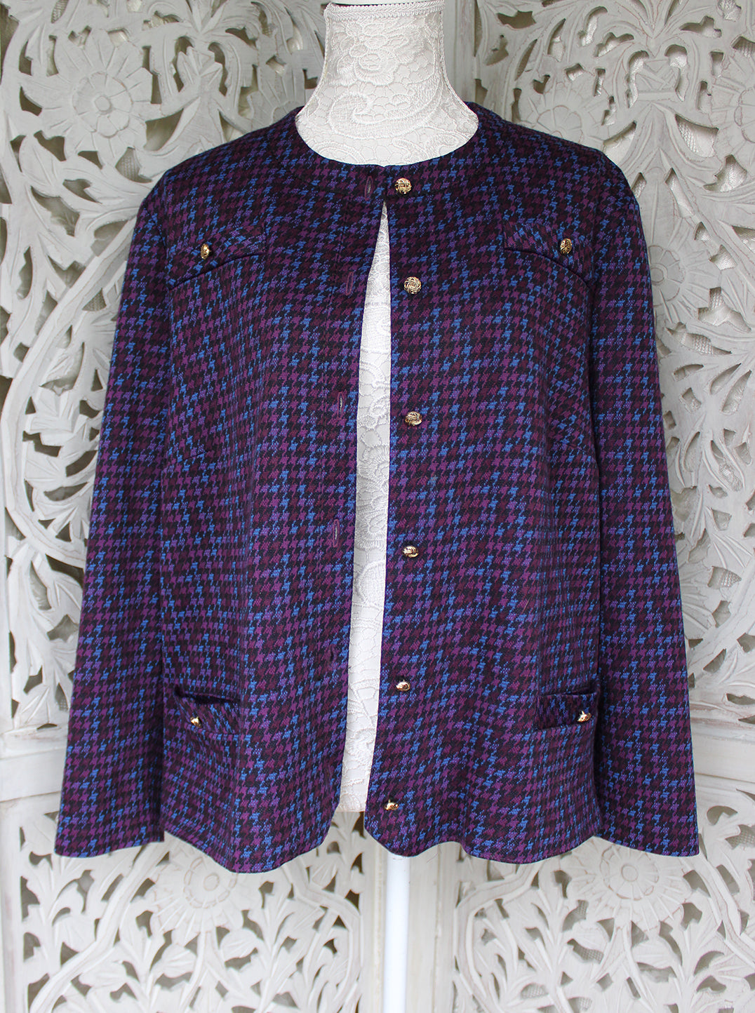 Houndstooth Pattern Purple Jacket
