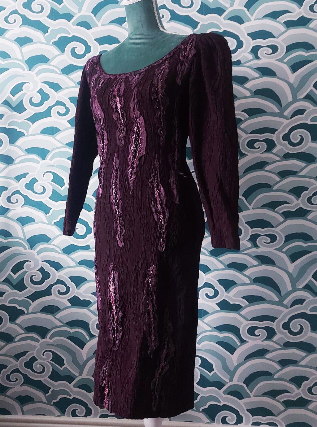 Madgra Vintage Purple Applique Dress