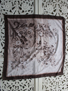 Brown & Beige Floral Pattern Vintage Scarf Madgra