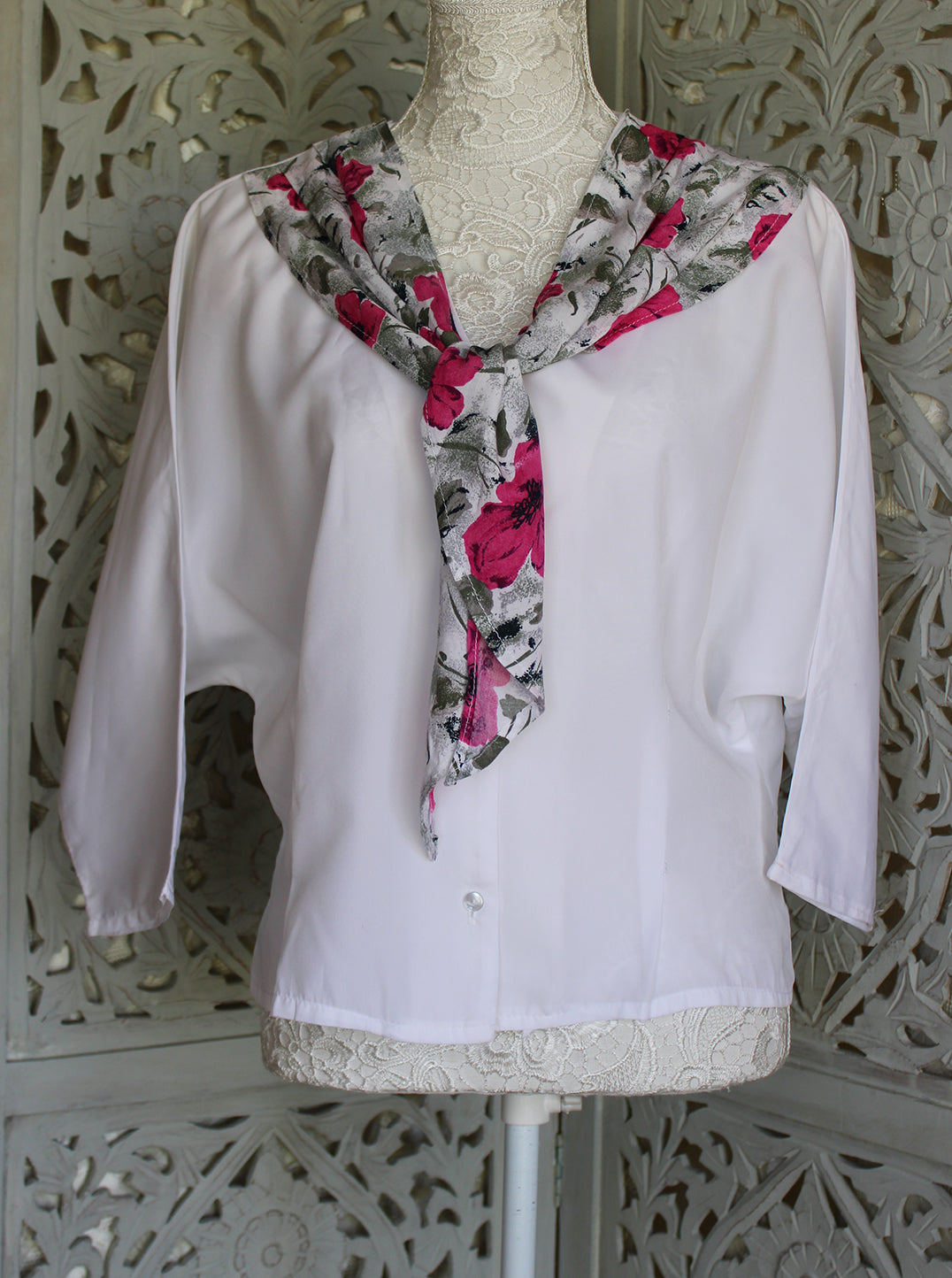 White Blouse with Floral Detail
