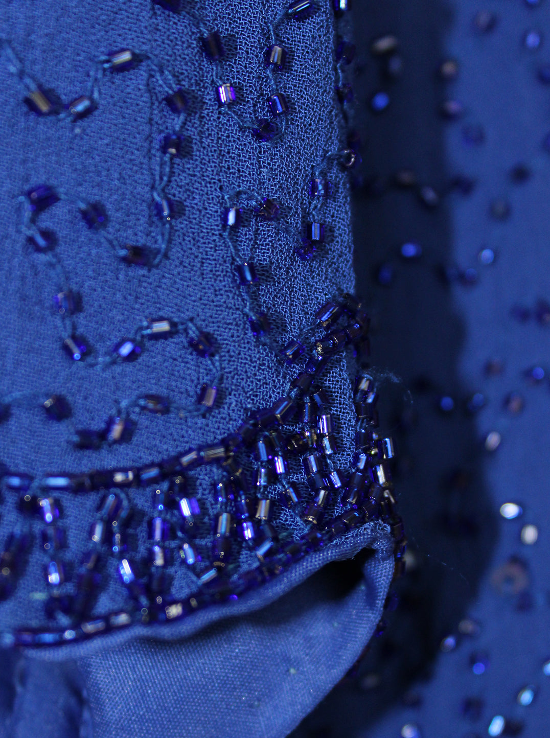 Blue Sequin Pattern Top Madgra Vintage