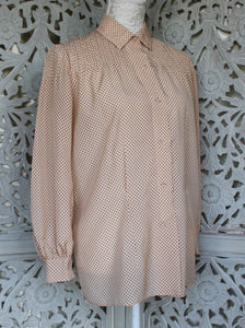 Beige Shirt with Brown Polka Dots