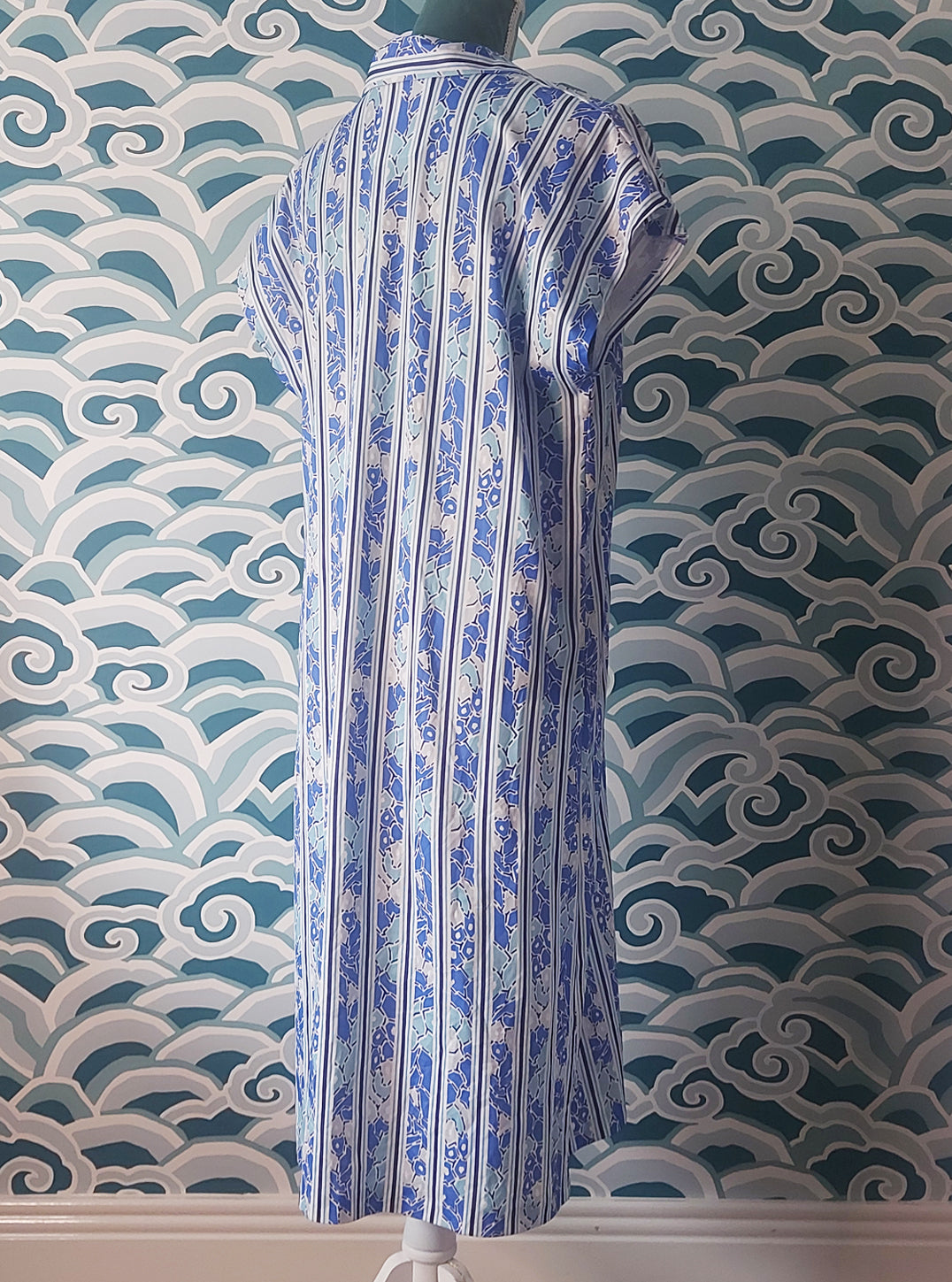 Blue Flower Dress with Stripes