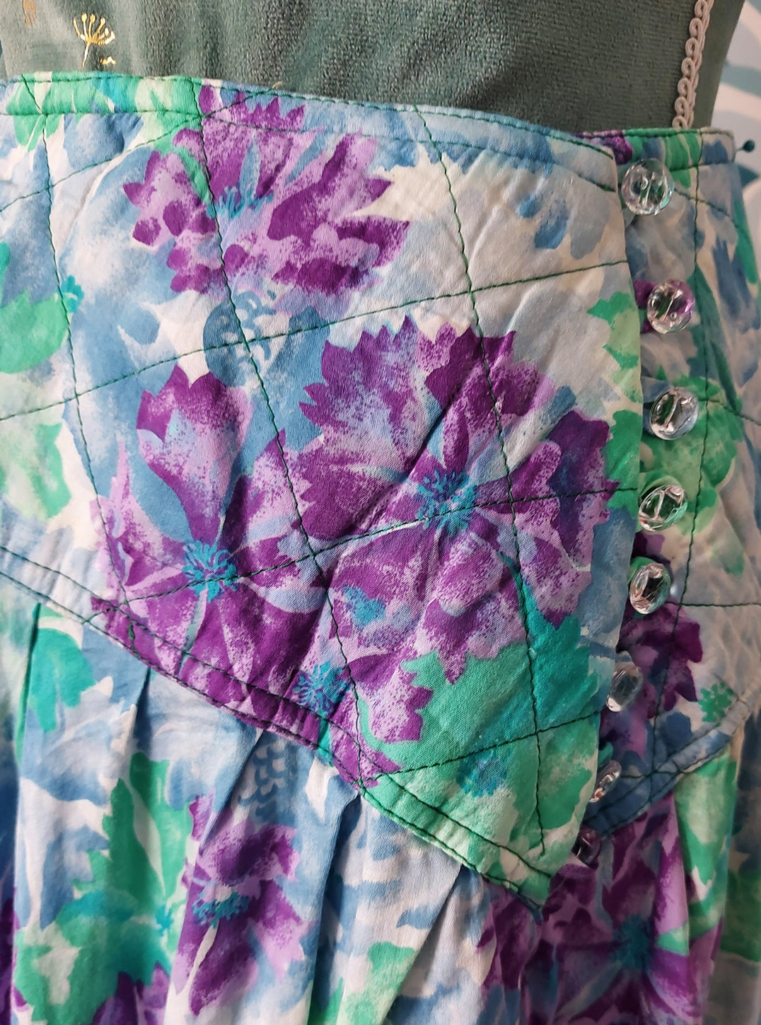 Floral Purple Skirt with Quilt Detail